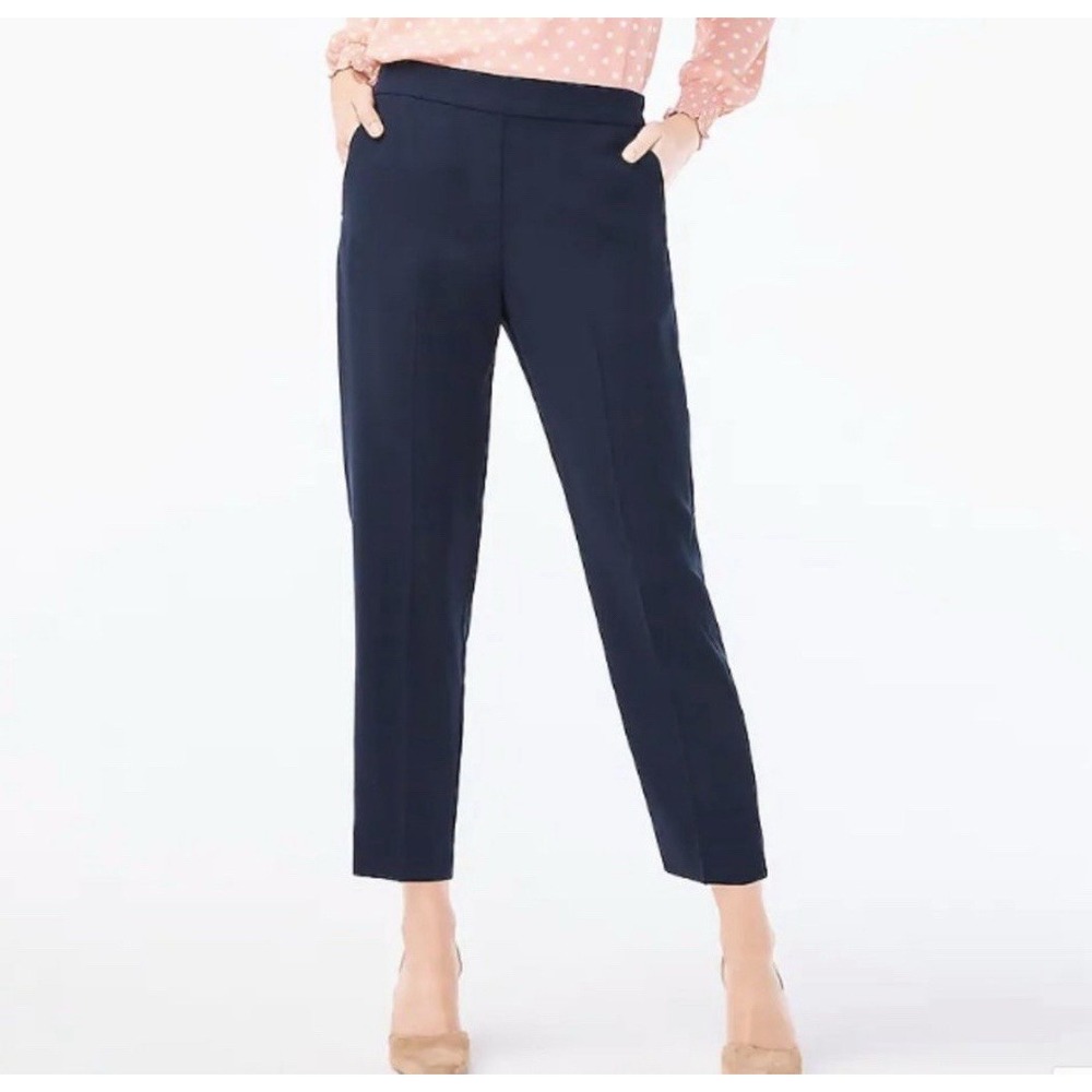 J.Crew Jamie Pant Navy Blue Tapered Ankle Slit Trousers Women Size 12